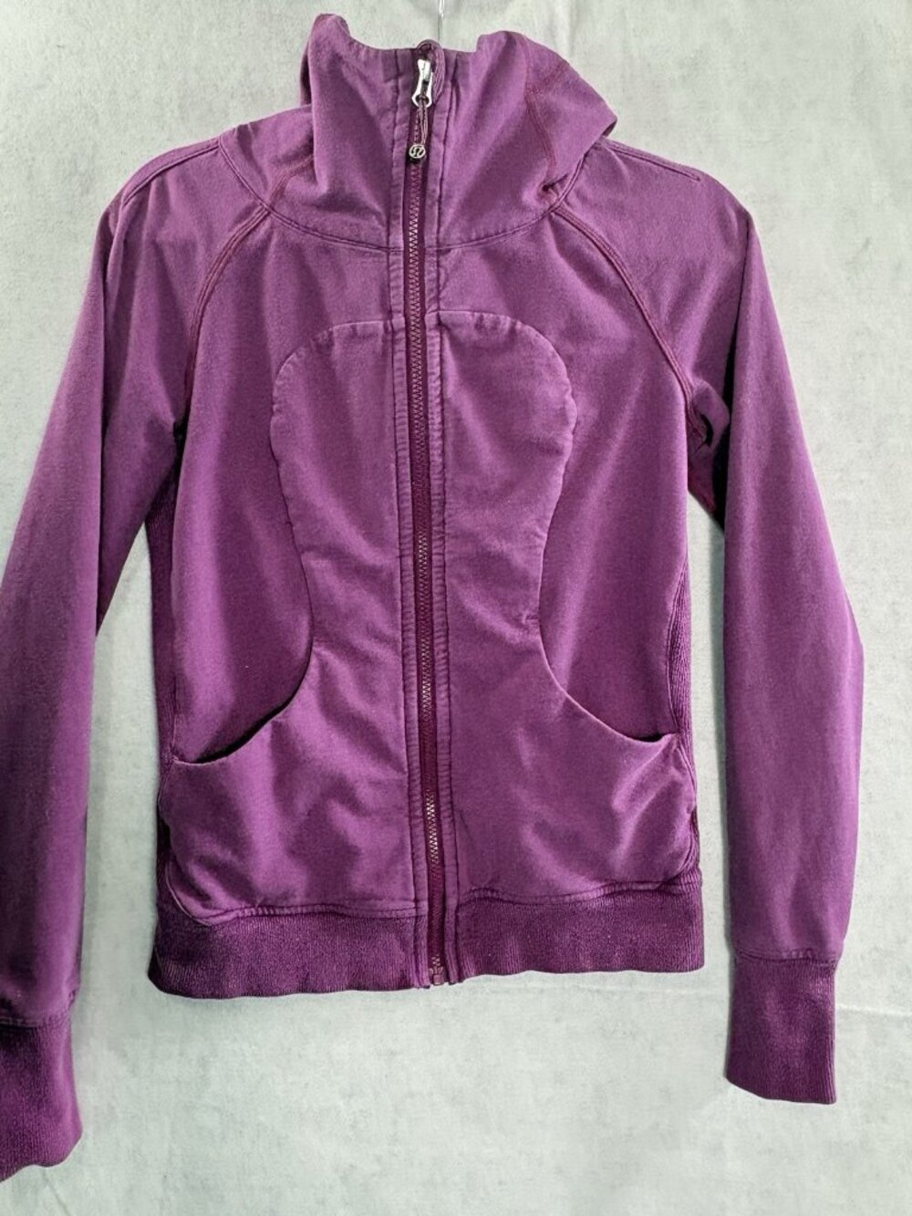 LULULEMON Women Full Zip Thumbholes Long Sleeve Scuba Hoodie Sz 6 Purple‎ 4b-4